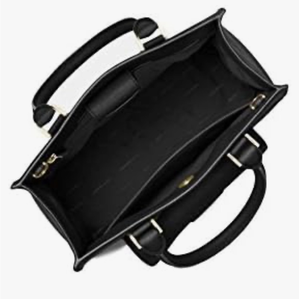 Michael Michael Kors Bridgette Medium East West Leather Tote Bag Black Gold - Picture 12 of 15